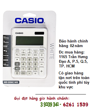Casio MS-20NC-WE, Máy tính tiền Casio MS-20NC-WE loại 12 số Digits| CÒN HÀNG 